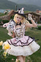 [Binky Bunny Magic] Square Collar Sleeveless Multi-Layered Ruffled Bow Lace Sweet Lolita Jsk Dress 2 Colors