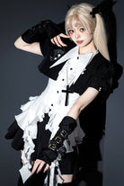 White Ruffle Irregular Clown Pointed Collar Gothic Ouji Lolita Blouse