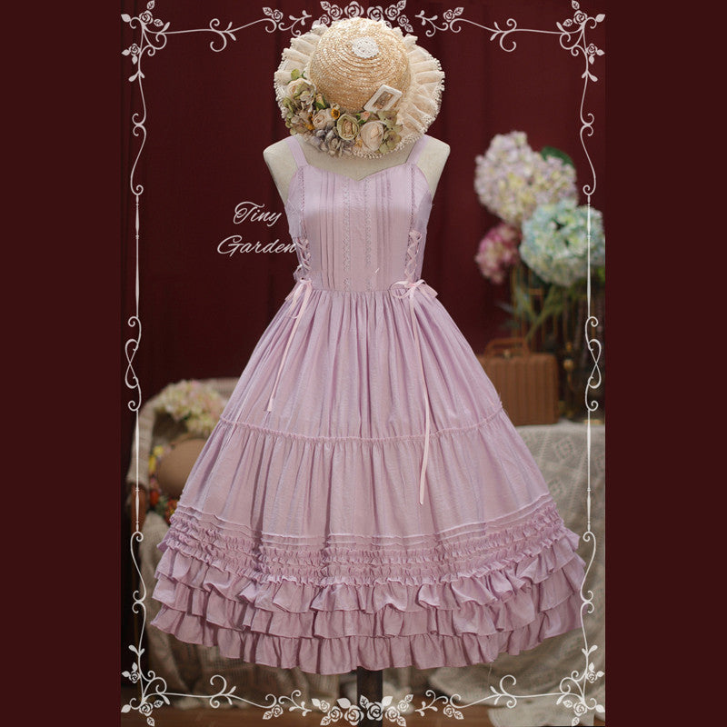 Garden Dance 2.0 - Elegant Lolita JSK Dress, Side Lace-up and Layered Ruffles