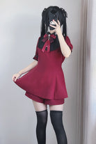 Choir Fake Collar Short Sleeves Lace Jirai Kei Japanese Dress Set 2 Colors