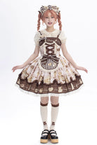 [Doll Tea Party] Sleeveless Print Ruffle Bowknot Lace-Up Sweet Lolita Jsk Dress 3 Colors