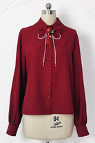 Red Original Lily Rabbit Lapel Collar Long Sleeves Ouji Lolita Blouse