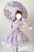 Purple [Rain of Peaches] Sleeveless Multi-Layered Bowknot Lace Sweet Chinese Style Lolita Jsk Dress