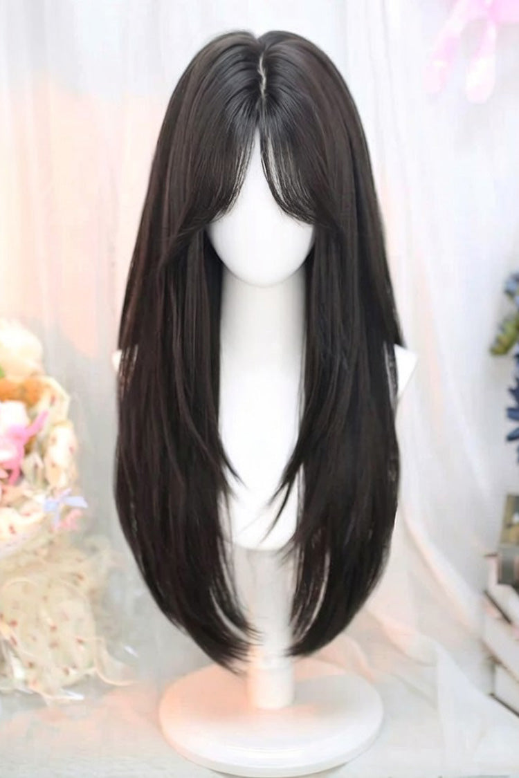 Eight Bangs Long Straight Sweet Daily Lolita Wigs 2 Colors