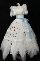 White [Illusory Mirror Image] Off Shoulder Sleeveless Jacquard Lace Gothic Lolita Jsk Dress