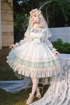 Green [Spring of Boliya] Long Sleeves Multi-Layered Ruffle Bowknot Lace Lace-Up Sweet Princess Lolita Dress