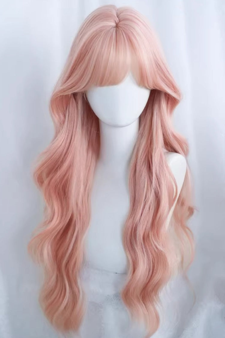 Pastel Light Cherry Pink Large Waves with Light Wispy Bangs Sweet Lolita Wig