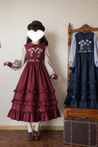 Verdant Name - High-waisted Classic Lolita Dress, Embroidered Bellflower
