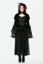 Black Long Puff Sleeves Multi-Layered Ruffled Lace Hem High Low Women's Gothic Coatlet