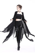 Black Long Sleeves Women's Grungy Gothic Vintage Hooded Coat