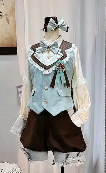 Candy Shop - Mint-chocolate Ouji Lolita Vest, Blouse and Shorts Outfit