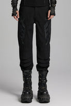 Black 3D Amor Patch Stitching Men's Punk Pants