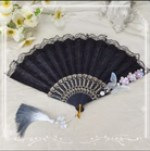 Han Lolita Fan Decorative Folding Fan with Butterfly and Flowers Tassel