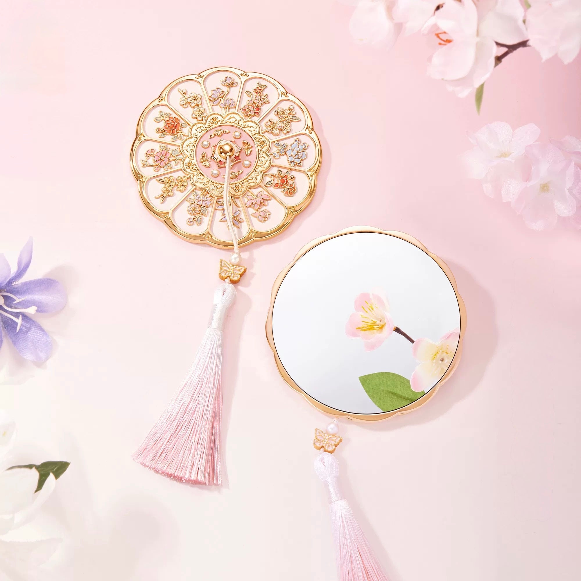 Twelve Flower Goddesses Chinese Pocket Mirror