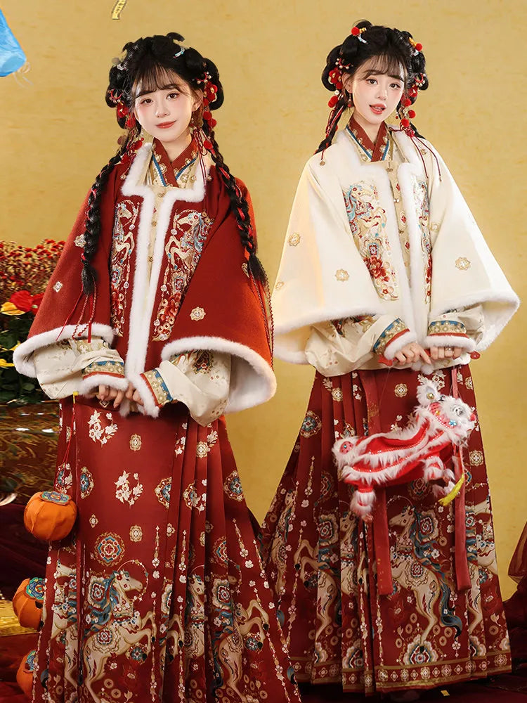 Ancient Chinese Red Hanfu Women For Chinese New Year