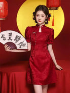 2025 modern red qipao short dress for weddings and engagements