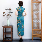Aslinhafnu Floral pattern, plus size, blue&green long Cheongsam