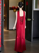 Aslinhanfu Tube top, New Chinese style (新中式), floral floor length Cheongsam