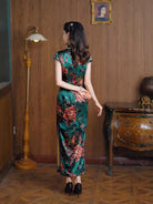 Aslinhanfu Old Shanghai style, 19 mome mulberry silk, high-end green long Cheongsam