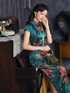 Aslinhanfu Old Shanghai style, 19 mome mulberry silk, high-end green long Cheongsam
