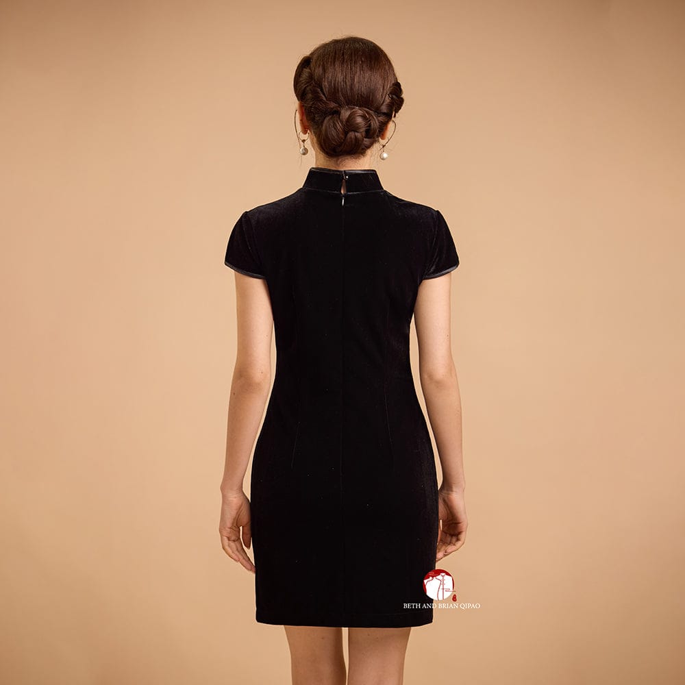 Aslinhanfu Exclusive designer collection, black mini Qipao