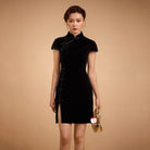 Aslinhanfu Exclusive designer collection, black mini Qipao