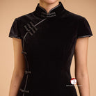Aslinhanfu Exclusive designer collection, black mini Qipao