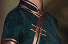 Aslinhanfu Floral pattern, acetate fabric long Qipao