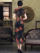 Aslinhanfu Classic Chinese style, floral pattern, silk long Qipao