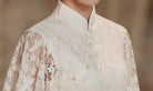 Aslinhanfu qipao Modern style, lace wedding Qipao with lotus leaf sleeves