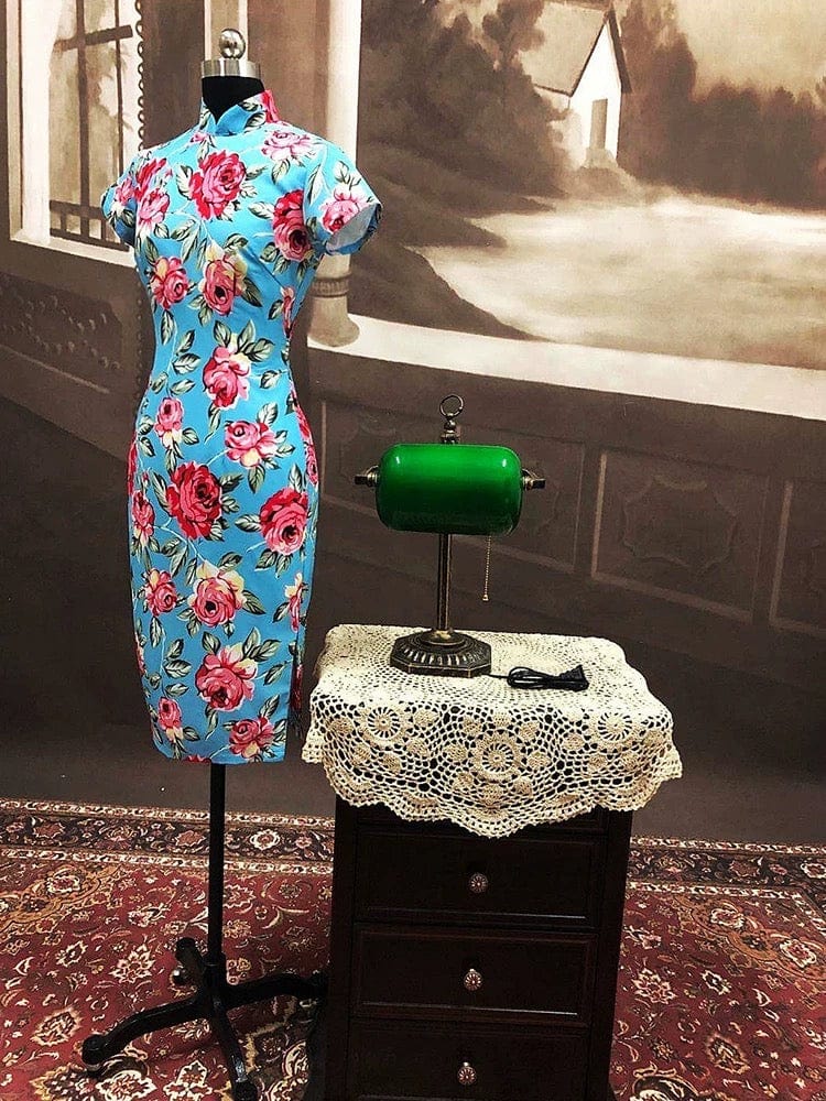 Ms.Maggie inspired, floral pattern, chiffon daily short Qipao