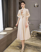 Aslinhanfu Chinese modern style, tea ceremony midi Qipao