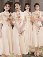 Aslinhanfu Chinese modern style, tea ceremony midi Qipao