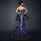 Aslinhanfu qipao Floral embroidery, brocade fishtail Qipao