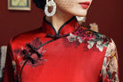 Aslinhanfu qipao 19 mome mulberry silk, floral pattern, High-end long Qipao