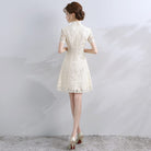 Aslinhanfu Floral pattern, A line, lace short Qipao