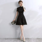Aslinhanfu Floral pattern, A line, lace short Qipao