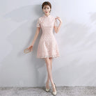 Aslinhanfu Floral pattern, A line, lace short Qipao