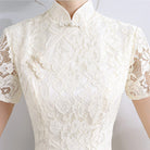 Aslinhanfu Floral pattern, A line, lace short Qipao