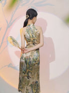 Aslinhanfu New Chinese style ( 新中式 ), artificial silk midi Qipao