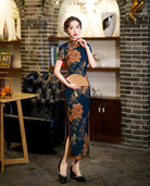 Aslinhanfu Spring and summer collection, silk long Qipao