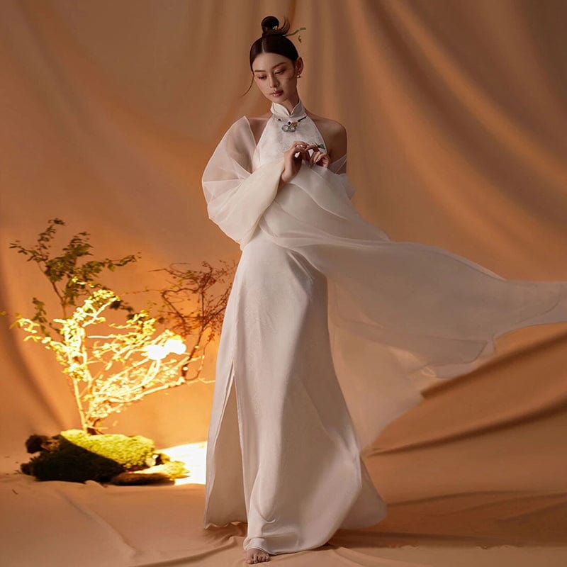 Aslinhanfu qipao New Chinese style (新中式), high-end, jacquard long Qipao