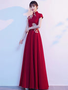 Aslinhanfu qipao Floral embroidery, wedding floor length plus size Qipao