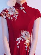 Aslinhanfu qipao Floral embroidery, wedding floor length plus size Qipao