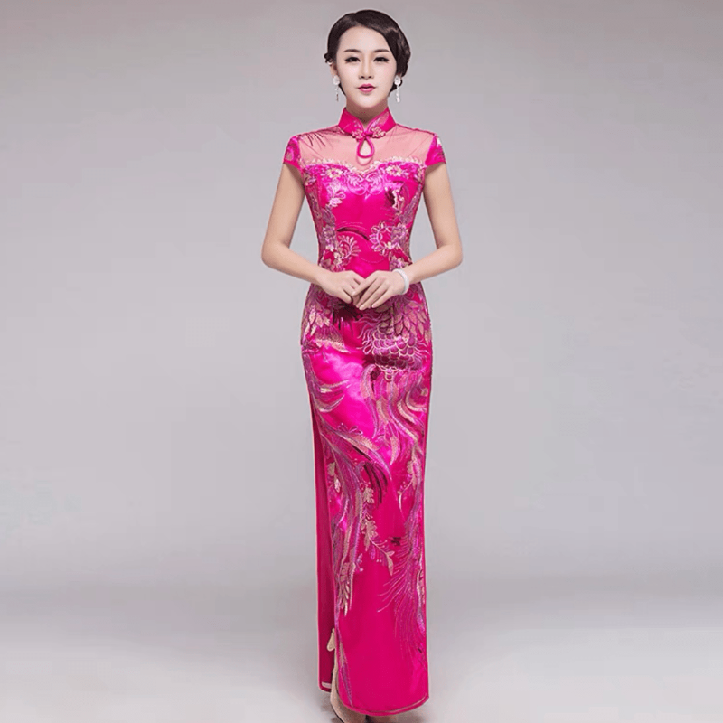 Aslinhanfu Chinese Sequins prom dress, Sequins Chinese evening Cheongsam