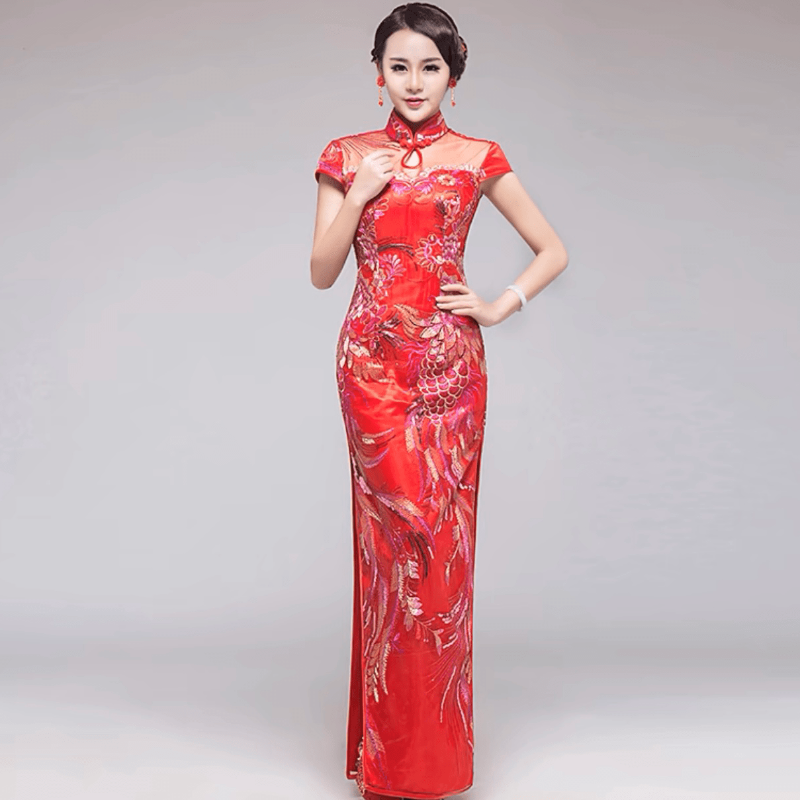 Aslinhanfu Chinese Sequins prom dress, Sequins Chinese evening Cheongsam