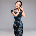Aslinhanfu Chinese Sequins prom dress, Sequins Chinese evening Cheongsam