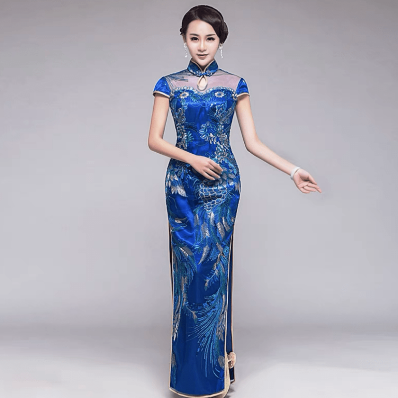 Aslinhanfu Chinese Sequins prom dress, Sequins Chinese evening Cheongsam