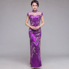 Aslinhanfu Chinese Sequins prom dress, Sequins Chinese evening Cheongsam