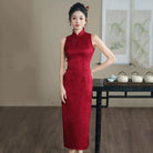 Aslinhanfu New Chinese style (新中式), jacquard red midi Qipao